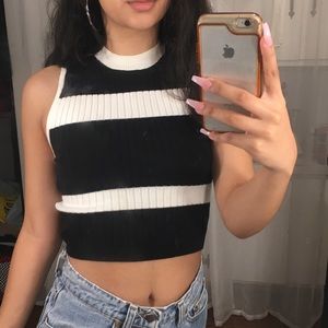 Stripped mock neck crop top